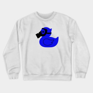 Blue duck in a gas mask Crewneck Sweatshirt